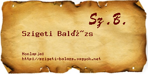 Szigeti Balázs névjegykártya