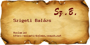Szigeti Balázs névjegykártya
